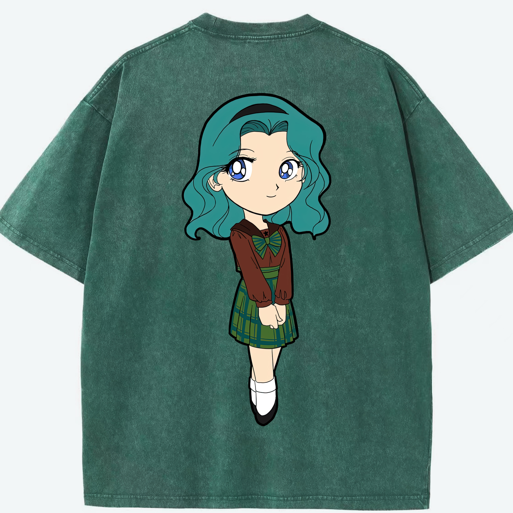 （画像用） 美少女戦士セーラームーン 海王 みちる（かいおう みちる） Sailor Moon Kaiou Michiru 綿100% ヴィンテージ風 半袖Tシャツ（背面プリント）
